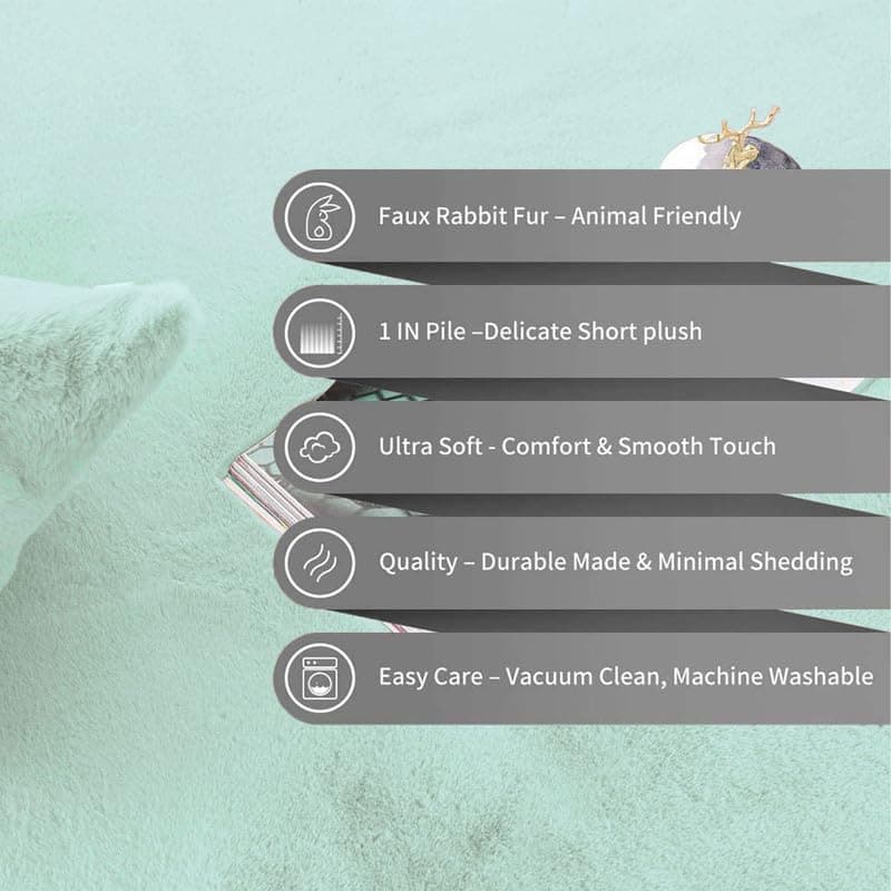 Ultra-Soft Rabbit Fur Bedroom Carpet Lime Color - Thumbnail 4