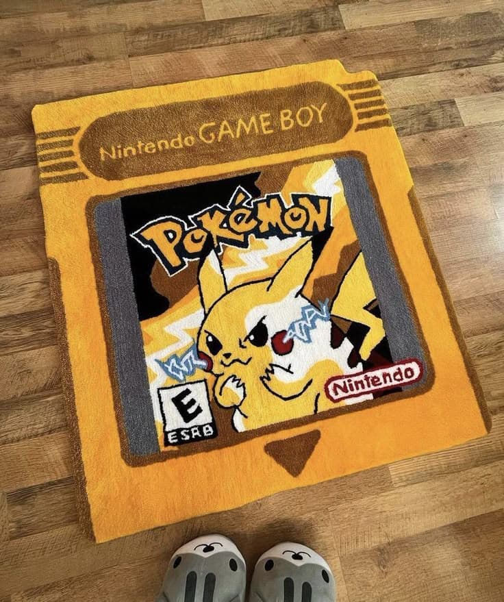 Pokemon Game Boy Inspired Pikachu Gaming Rug – Retro Gaming Carpet - Thumbnail 1