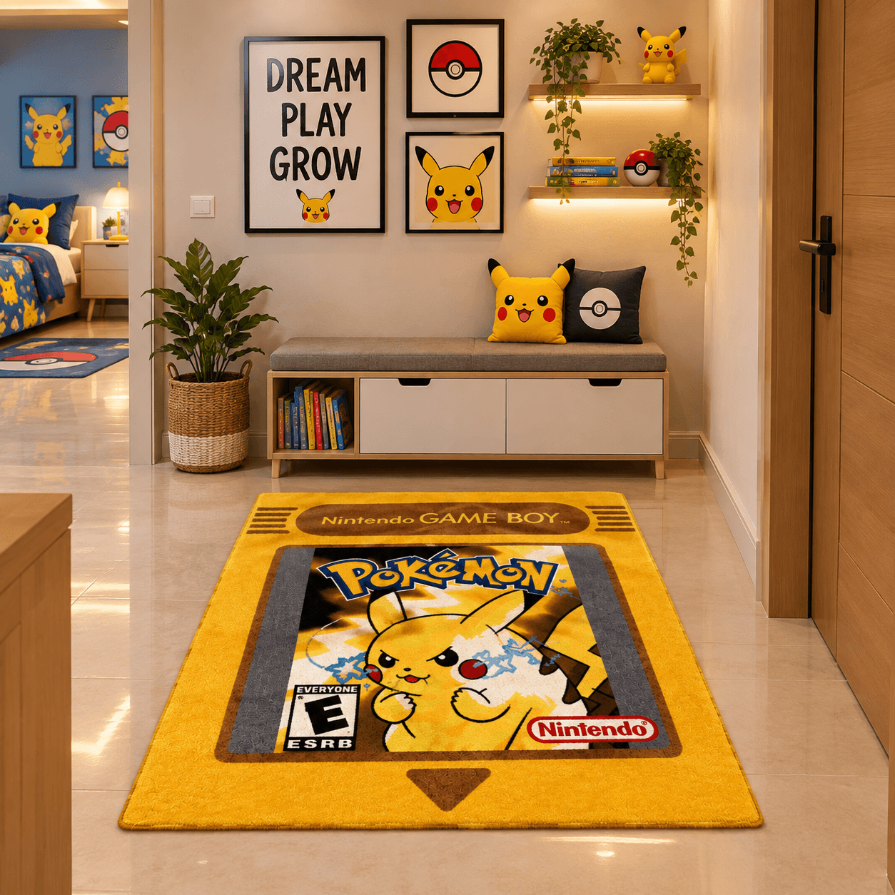 Pokemon Game Boy Inspired Pikachu Gaming Rug – Retro Gaming Carpet - Thumbnail 4