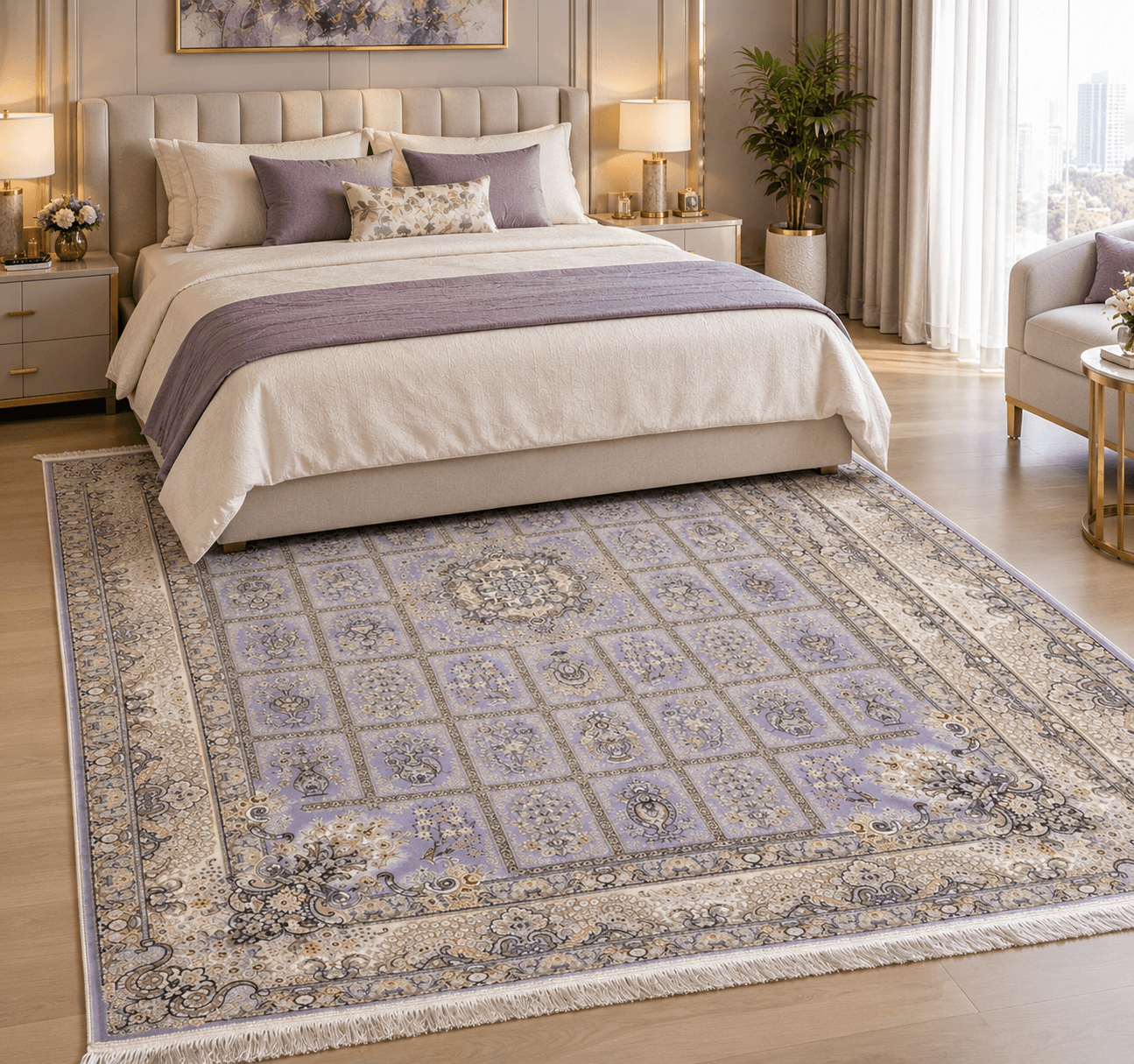 1500 Reed Lavender Irani Carpet – Persian Floral Design - Thumbnail 3