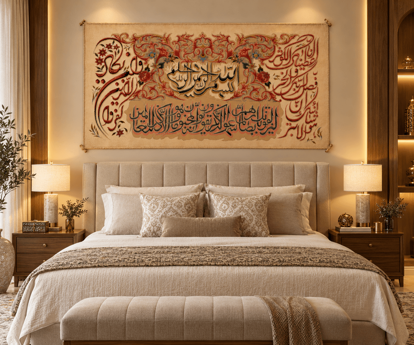 Islamic Arabic Calligraphy Wall Hanging Carpet – Premium Persian Style - Thumbnail 2