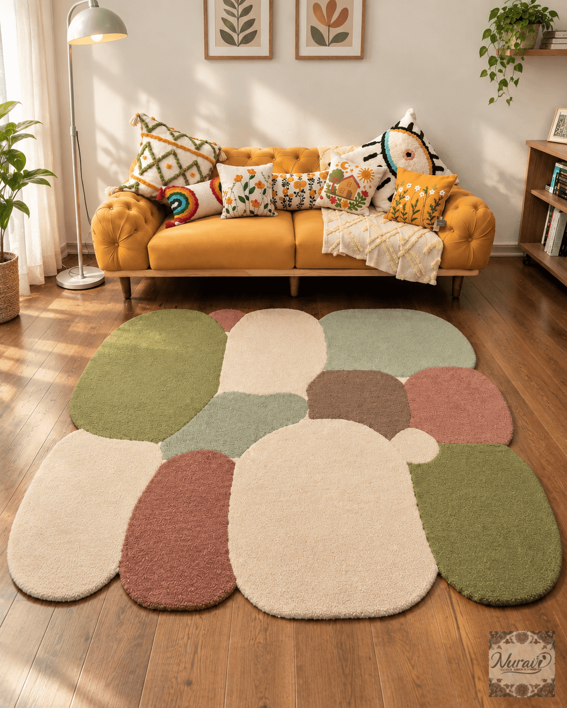 New Zealand Wool Hand Tufted Abstract Carpet – 5x7 ft | Nuravi Carpet - Thumbnail 1