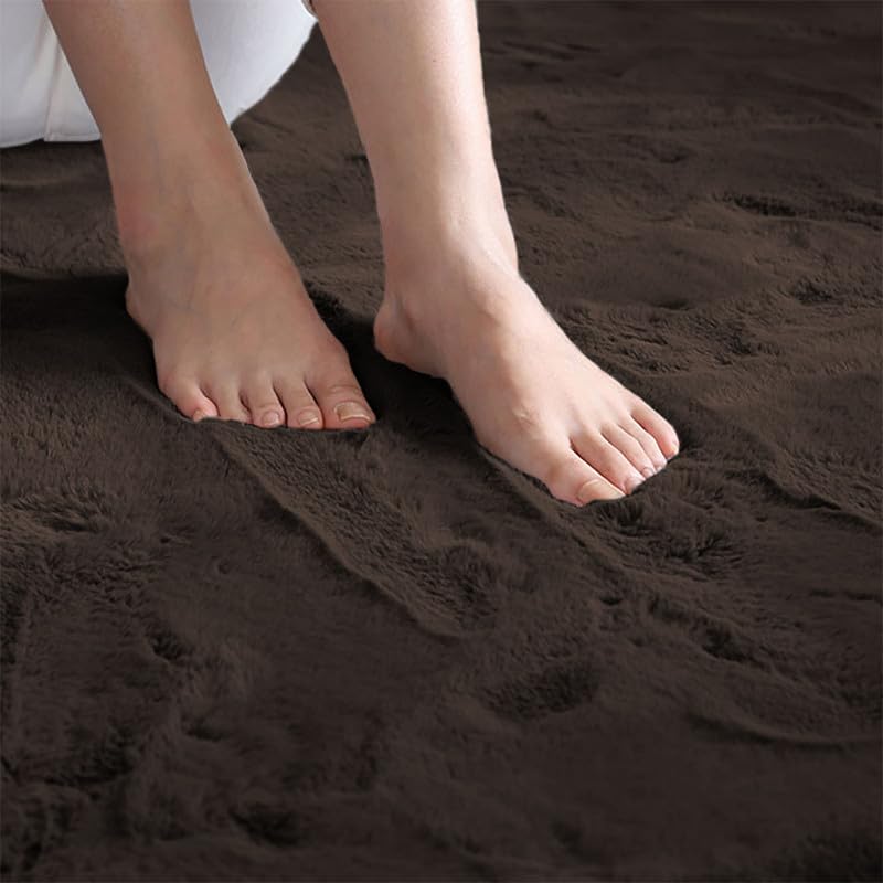 Premium Soft Rabbit Fur Area Rug Black Color - View 2