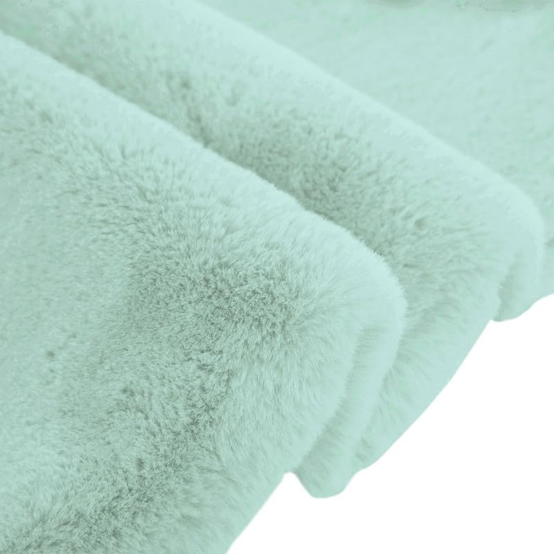 Ultra-Soft Rabbit Fur Bedroom Carpet Lime Color - View 3