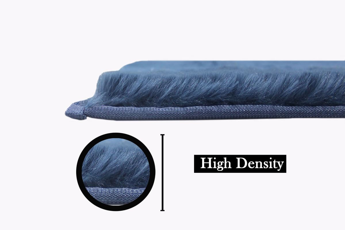Natural Rabbit Fur Luxury Floor Rug Blue Color - View 4