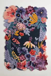 hand-Tufted Floral Area Rug - Colorful Maximalist Botanical Rug with Scalloped Edges for Living Room & Bedroom. - Handmade Carpet by Nuravi