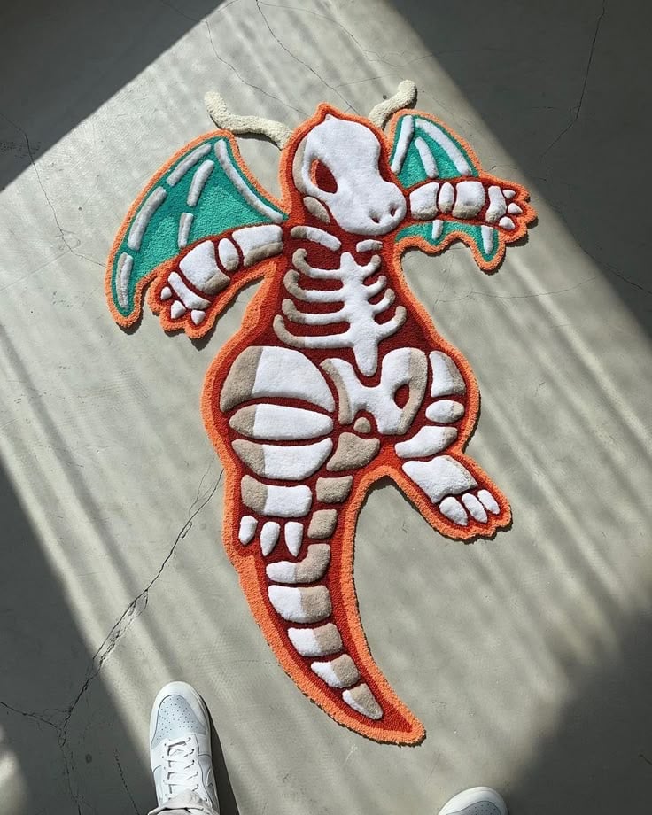 Skeleton Dragon Shaped Rug | Hand-Tufted New Zealand Wool Carpet - View 2