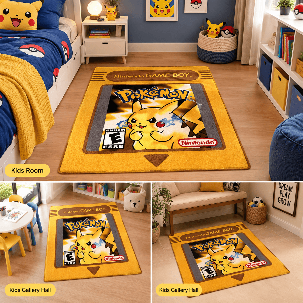 Pokemon Game Boy Inspired Pikachu Gaming Rug – Retro Gaming Carpet - View 2