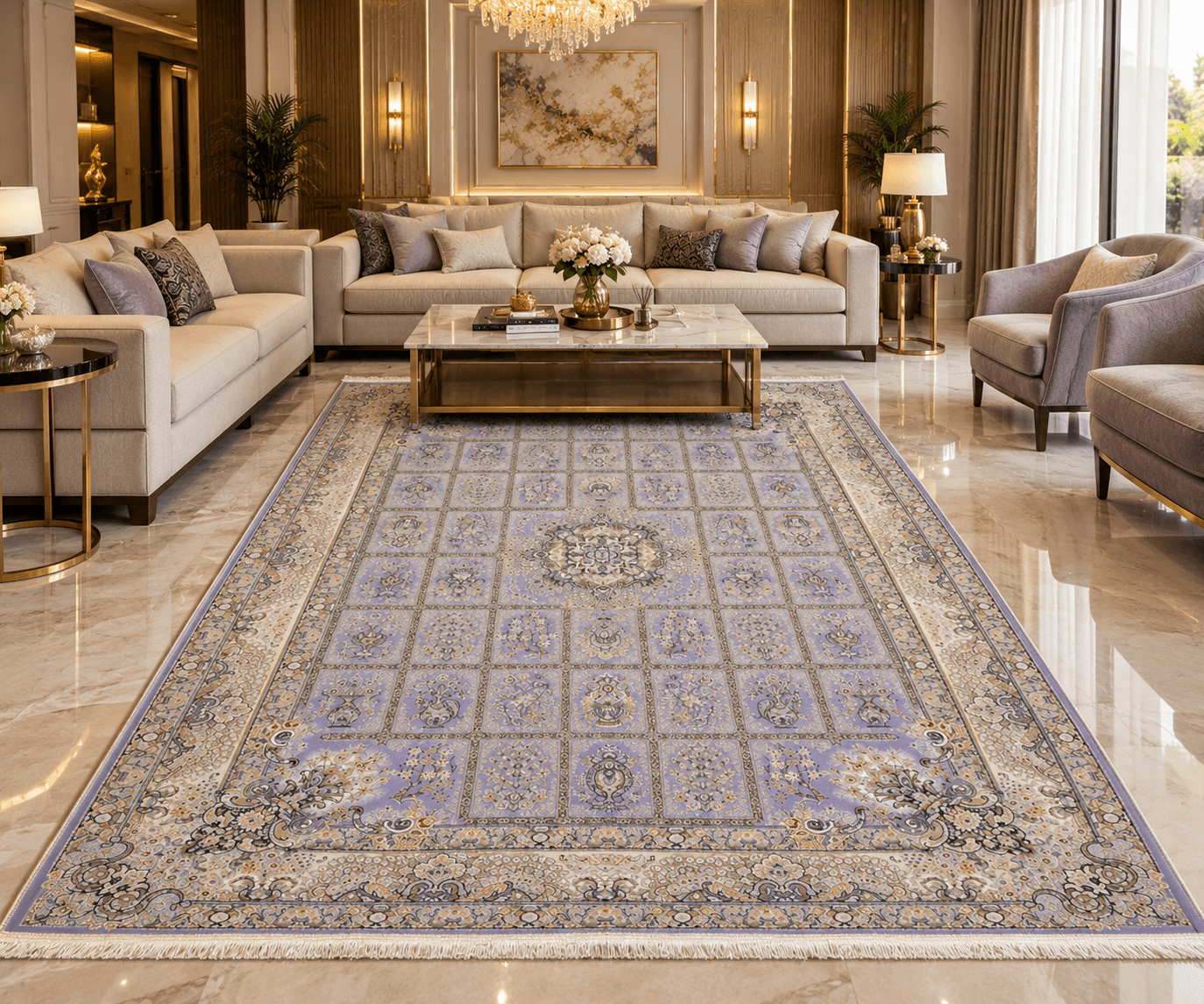 1500 Reed Lavender Irani Carpet – Persian Floral Design - View 2