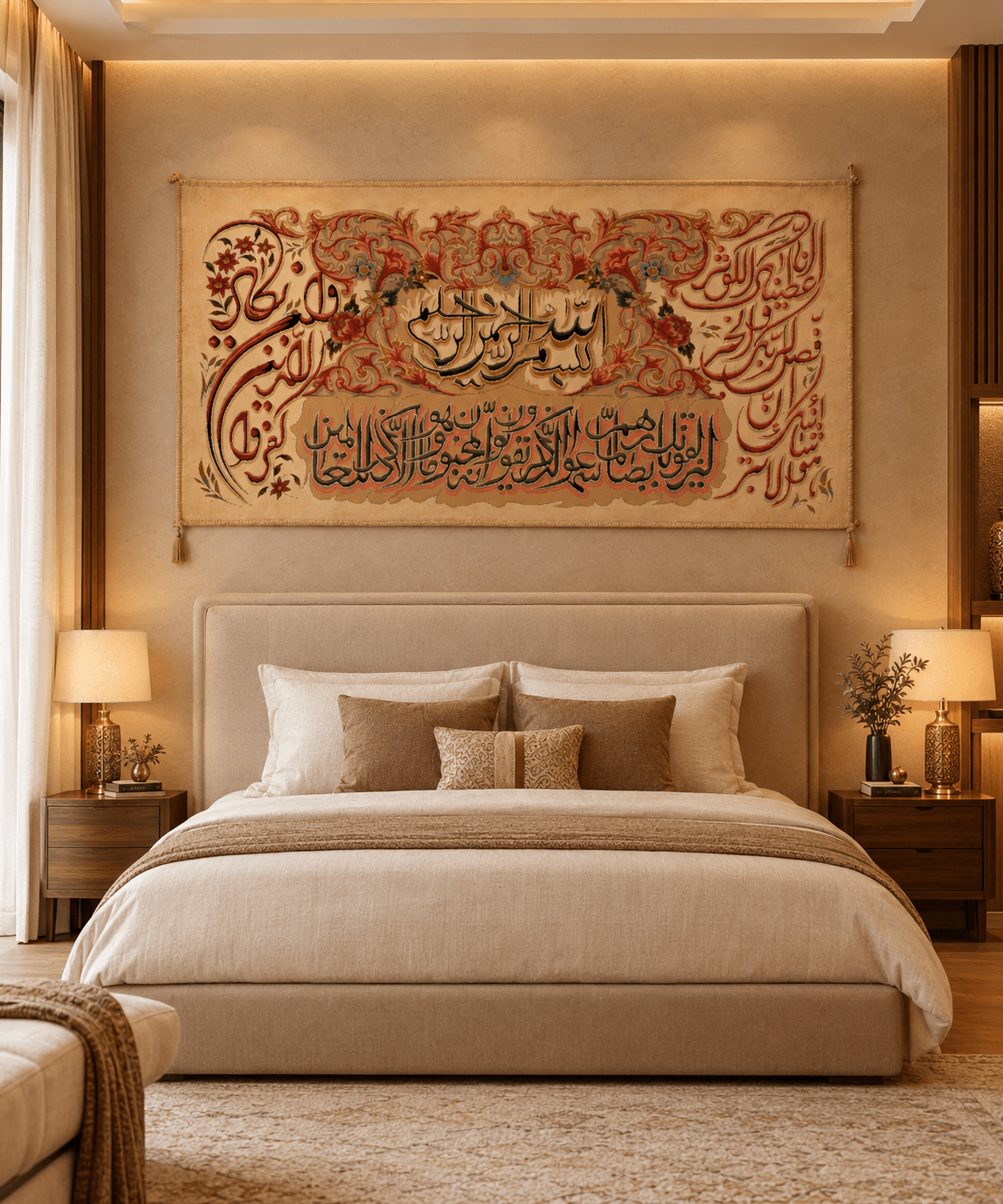 Islamic Arabic Calligraphy Wall Hanging Carpet – Premium Persian Style - View 1