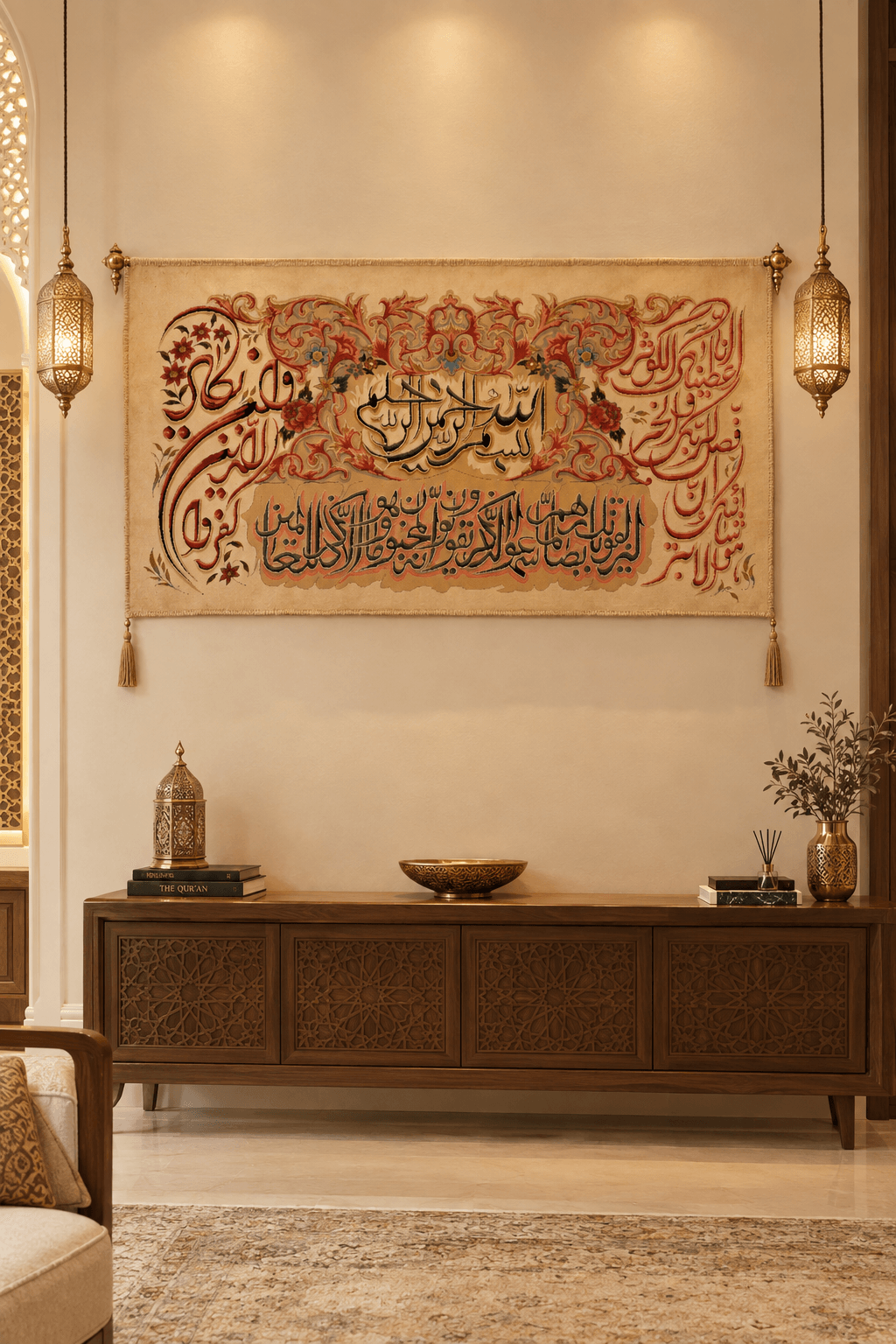 Islamic Arabic Calligraphy Wall Hanging Carpet – Premium Persian Style - View 5