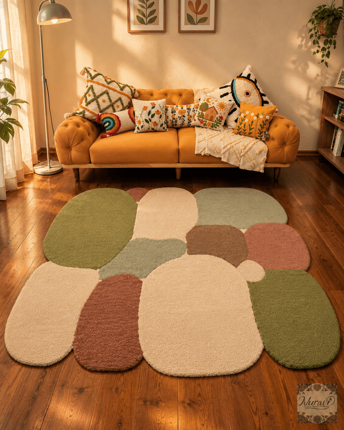 New Zealand Wool Hand Tufted Abstract Carpet – 5x7 ft | Nuravi Carpet - View 2