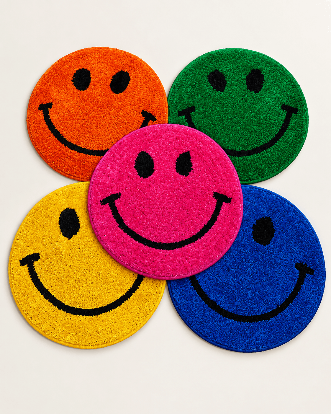 Colorful Smiley Face Round Tufted Rug for Kids | Nursery & Playroom Carpet - View 2