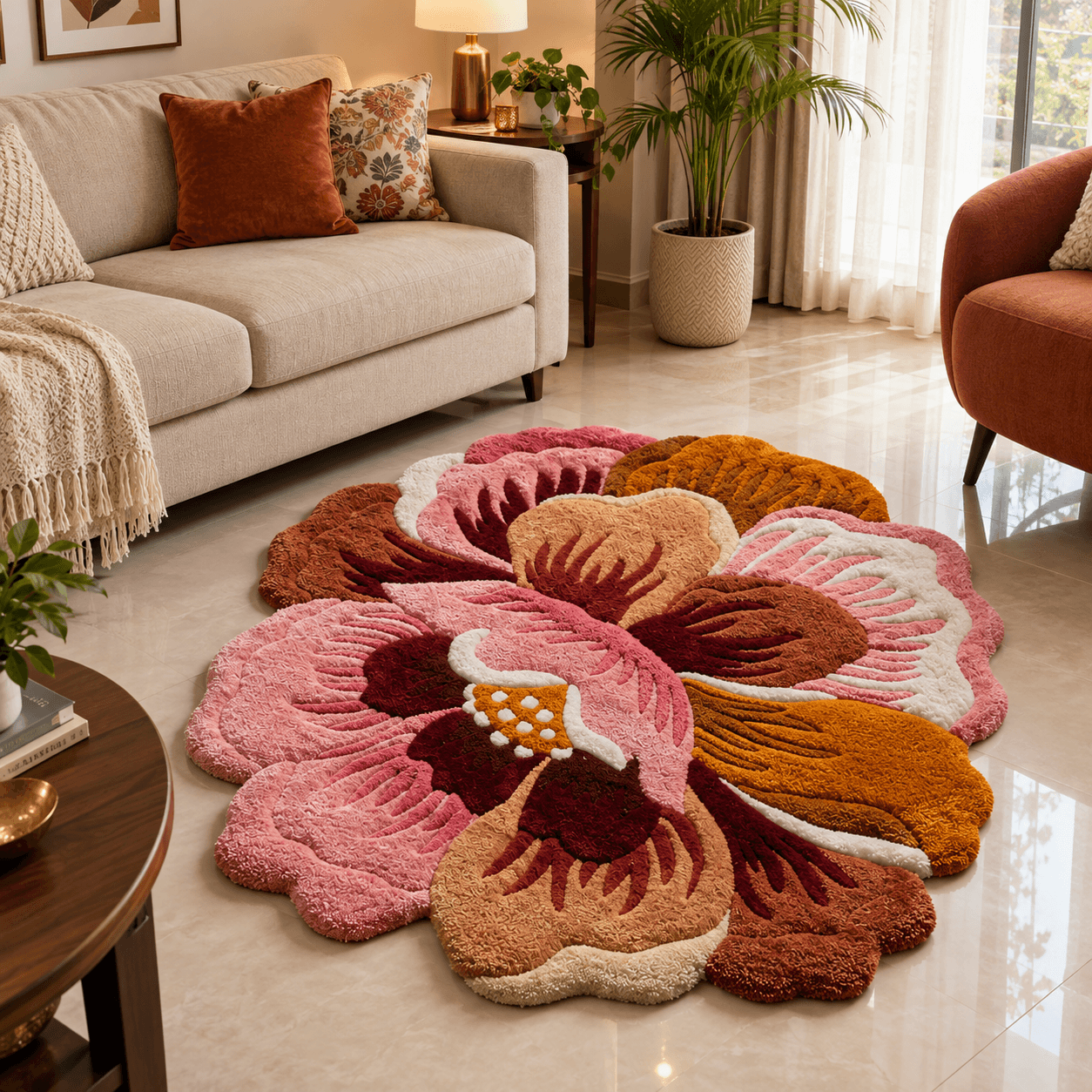 Luxury Flower Shaped Tufted Carpet for Bedroom & Living Room | Nuravi Carpet - View 4