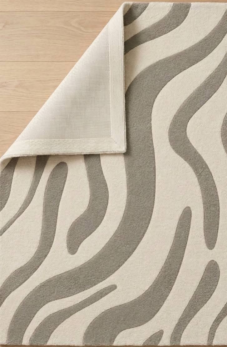 Nuravi Modern Abstract Beige Grey Area Rug for Living Room - View 2